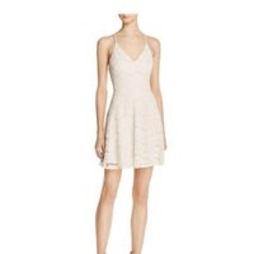 AQUA Cream Lace Cross-back Dress